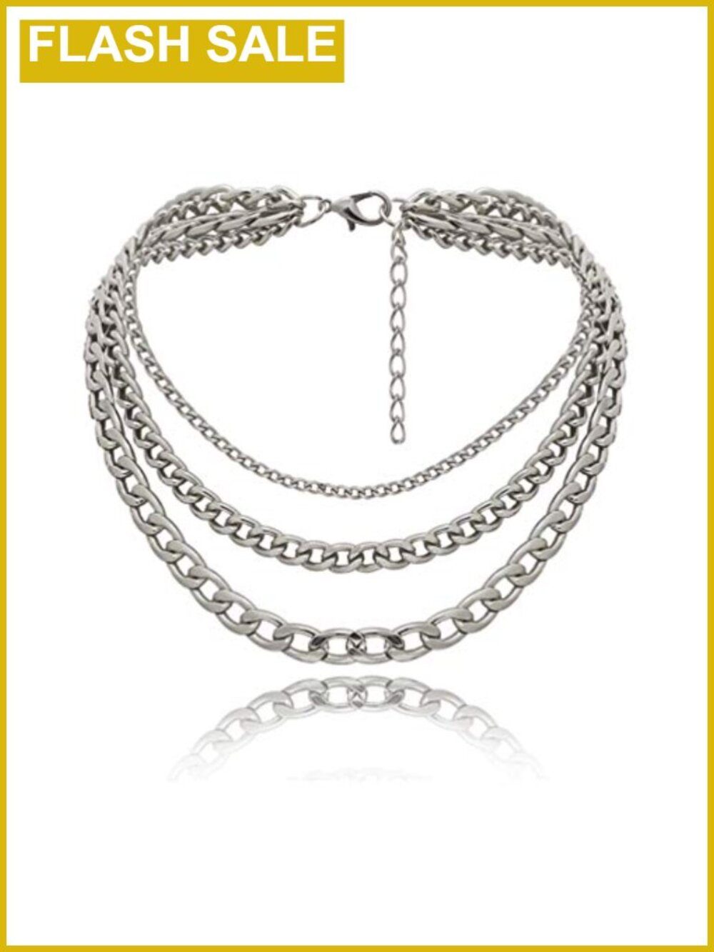 Chunky Statement Chain Necklace Sterling Silver Plated Collar Punk Style